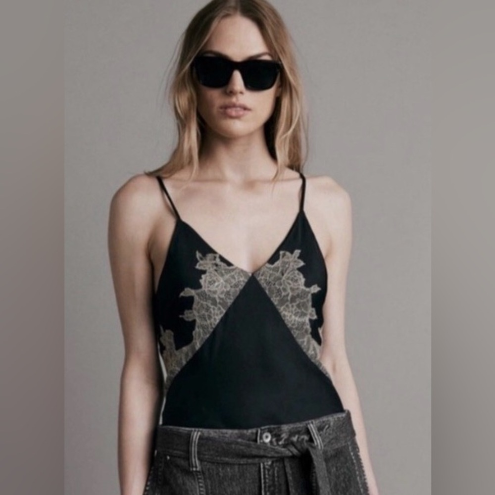 rag & bone Black and Cream Lace Camisole